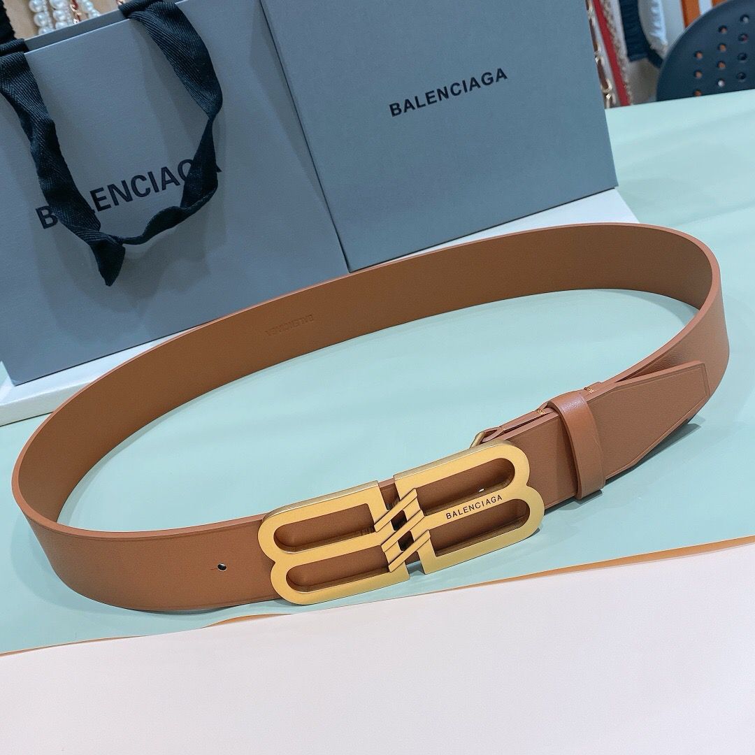 Balenciaga BB Buckle Leather Belt