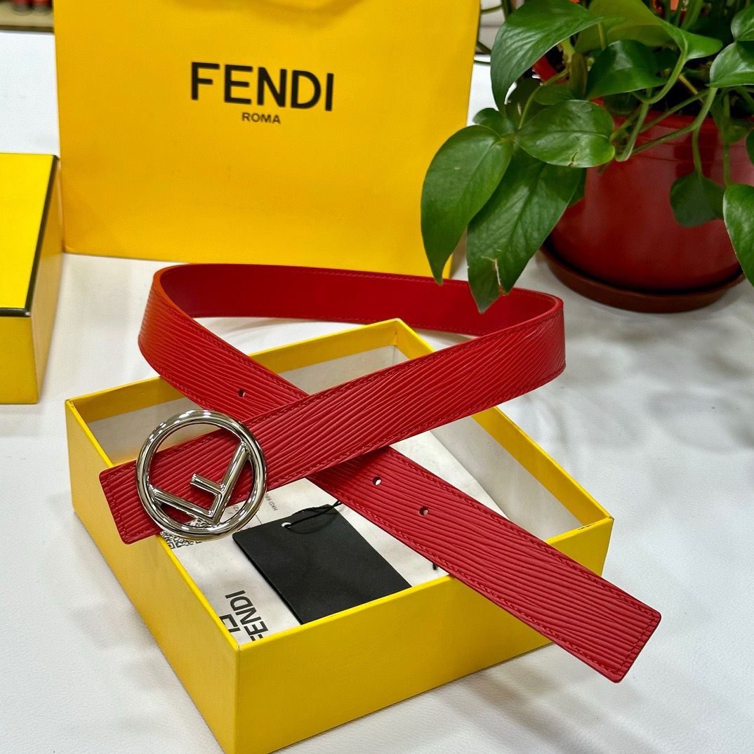 Fendi Leather Red Belt