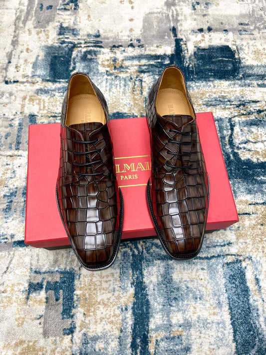 Balmain Leather Scaled Shoes Men