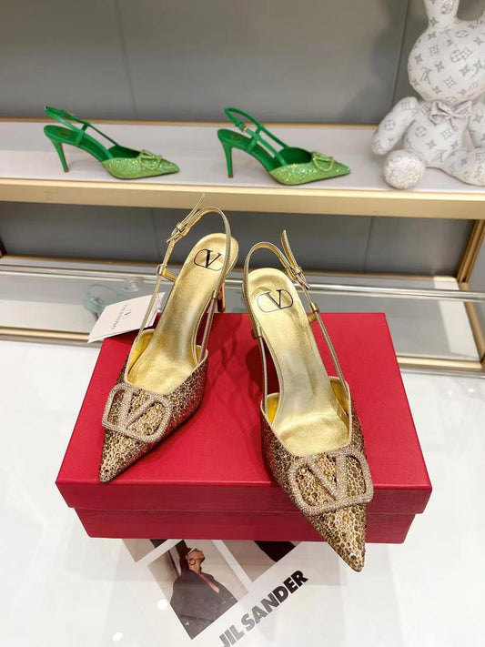 Women's Valentino Garavani Swarovski Studded Heels | Golden