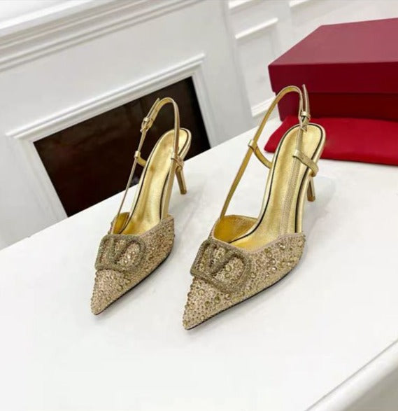 Women's Valentino Garavani Swarovski Studded Heels | Golden