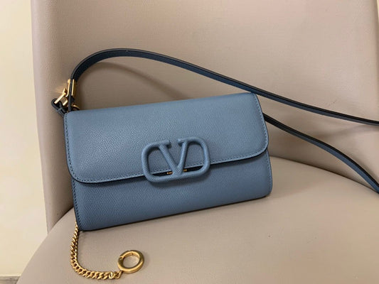 Valentino Garavani Vsling Grained Calfskin Crossbody Bag - Dark Gray